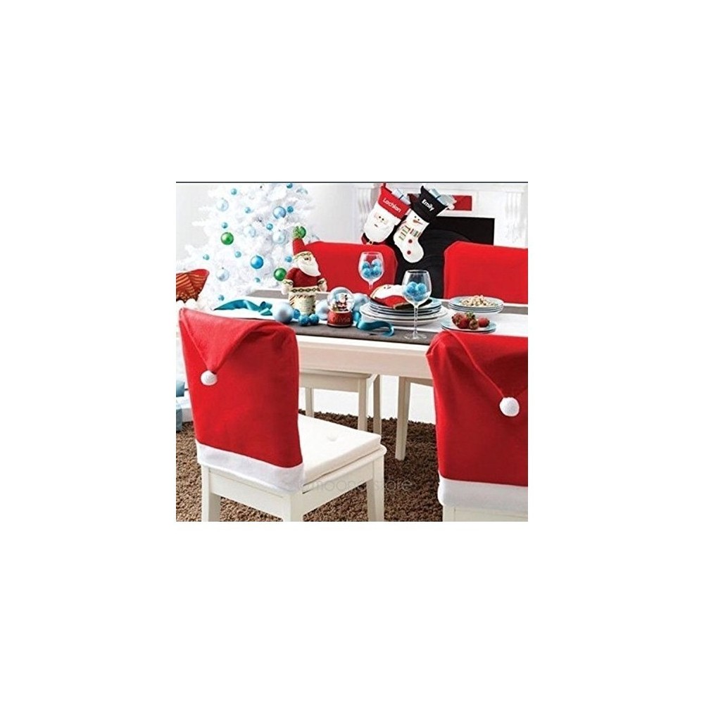 Kit 2 housses de chaise - chapeau de Noël Père Noël - 70 x 52 cm - 