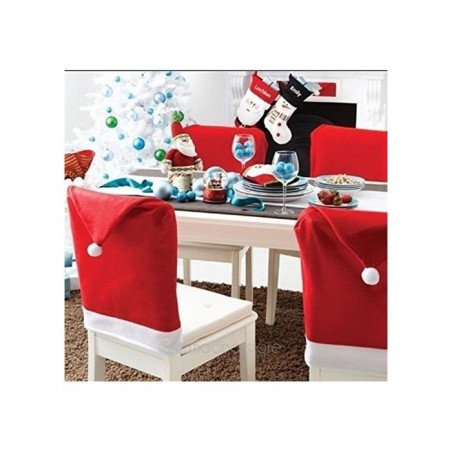 Kit 2 housses de chaise - chapeau de Noël Père Noël - 70 x 52 cm - 
