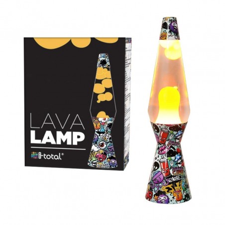 Lampe à lave 40cm XL1774 Graffiti et motif magma jaune Design moderne