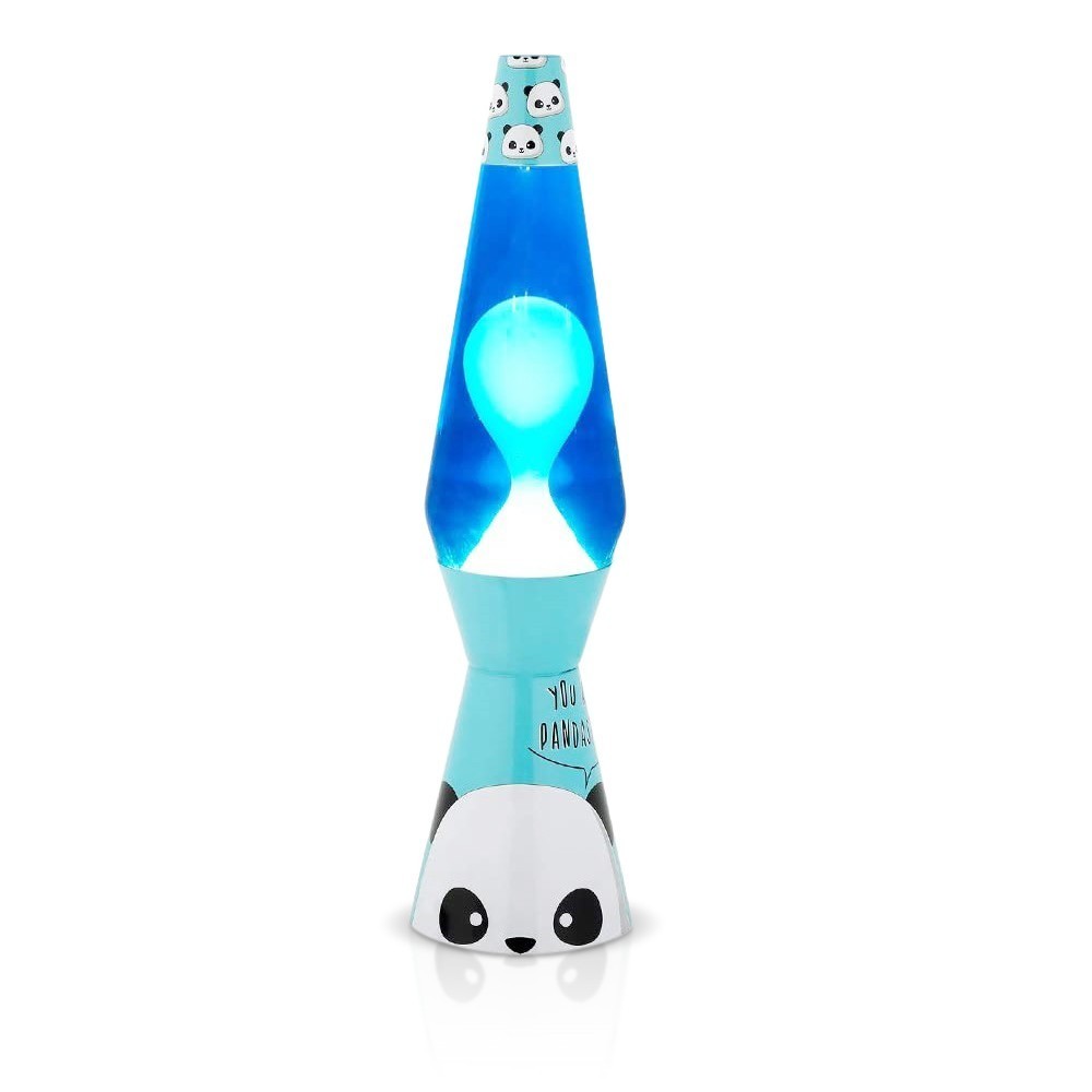 Lampe à lave 40cm XL1775 Base bleue avec Panda et Magma bleu Design moderne