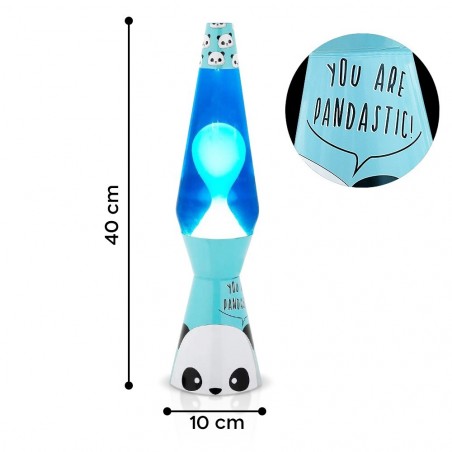 Lampe à lave 40cm XL1775 Base bleue avec Panda et Magma bleu Design moderne