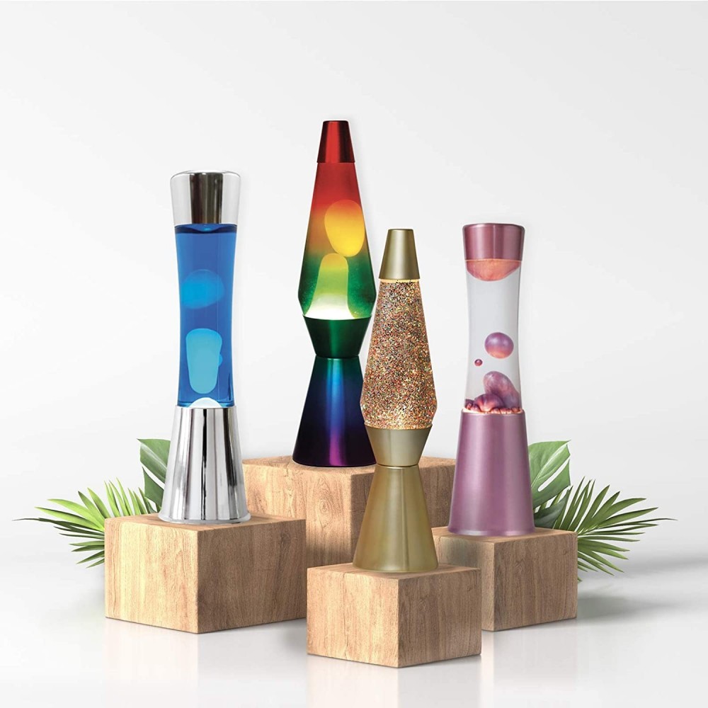 Lampe à lave 30cm XL1761 base polie rose et...