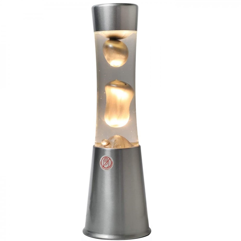 Lampe à lave 30cm XL1763 Base en argent brillant et design moderne en or magma