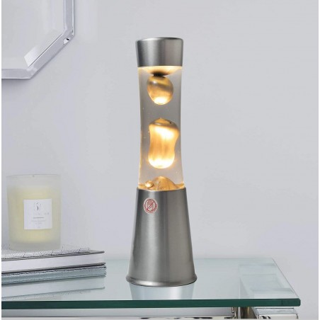 Lampe à lave 30cm XL1763 Base en argent brillant et design moderne en or magma