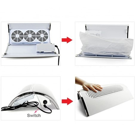 Aspirateur de table pour prothésiste ongulaire 3 ventilateurs 858-5