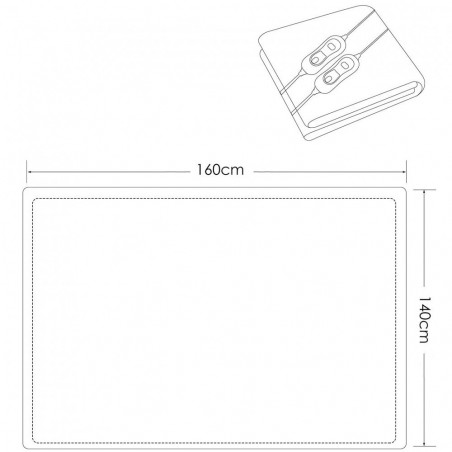 Couverture électrique double modèle Jordan à 2 niveaux 160x140 Cm