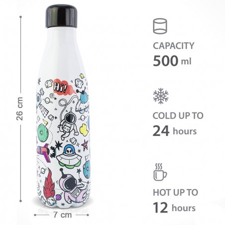 Bouteille thermique SPACE 500ml Acier inoxydable double paroi NO BPA ID0018