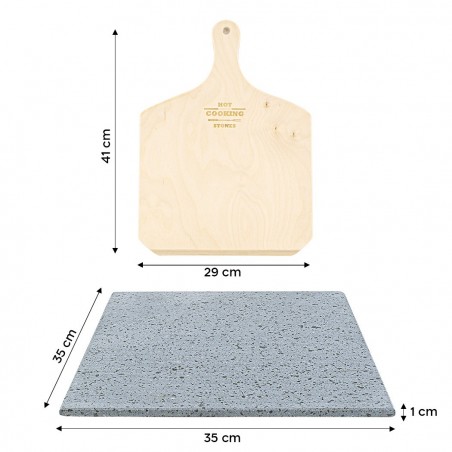 Kit de pizza 34x40cm en pierre de lave 100% naturelle qui cuit en 5 minutes
