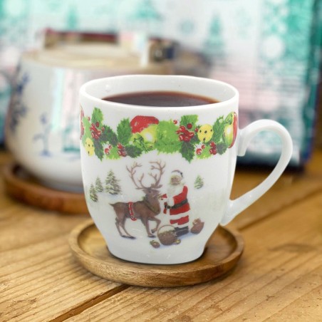 049465 Lot de 6 tasses à café en céramique avec Père Noël et Renne