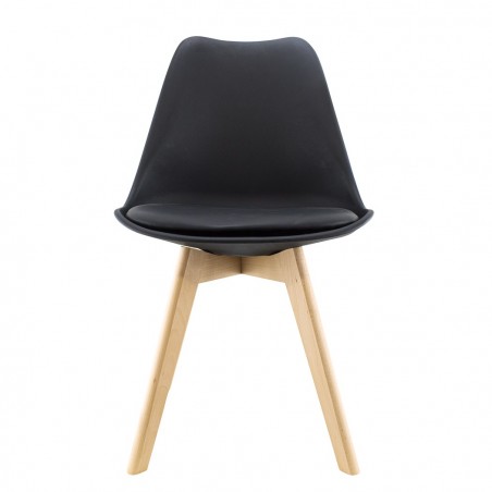 Chaise de salle à manger TULIP pieds en bois et assise souple 48x50x82H