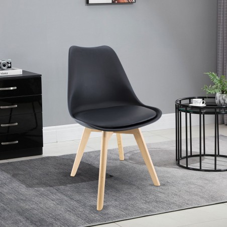 Chaise de salle à manger TULIP pieds en bois et assise souple 48x50x82H