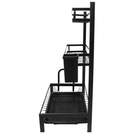 MJ-6014 Égouttoir en acier noir et 3 étagères avec bac d'égouttement amovible