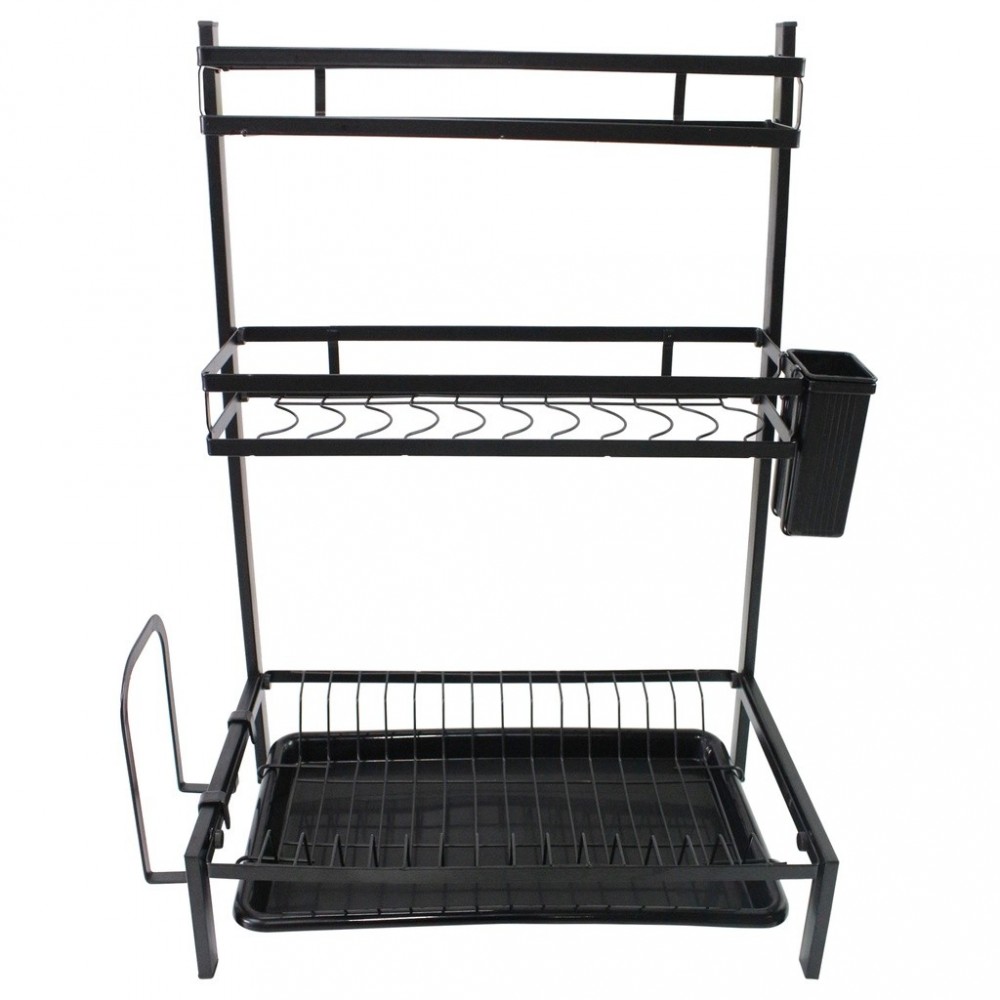 MJ-6014 Égouttoir en acier noir et 3 étagères...