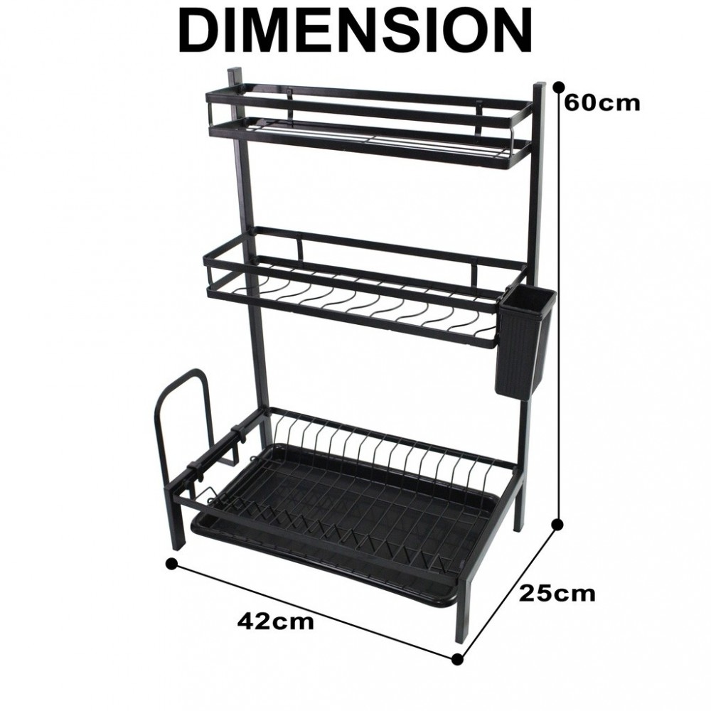 MJ-6014 Égouttoir en acier noir et 3 étagères...