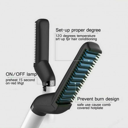 478962 Lisseur et brosse pour barbe et cheveux Peigne modelant 2en1 pour démêler