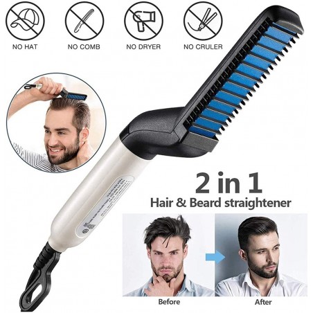 478962 Lisseur et brosse pour barbe et cheveux Peigne modelant 2en1 pour démêler