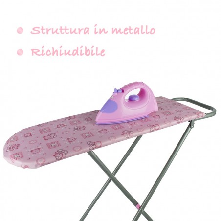 100742 Play and Stira planche à repasser pliante rose avec cadre en métal