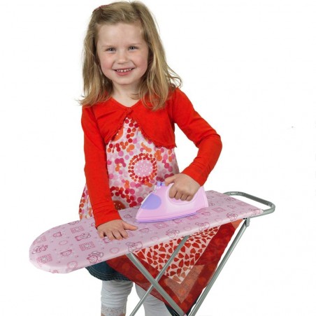 100742 Play and Stira planche à repasser pliante rose avec cadre en métal