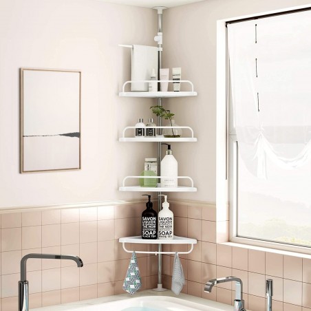 210948 Étagère d'angle télescopique 4 étagères Rangement bain et douche