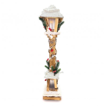662447 Lanterne de Noël en bois Lanterne enneigée 61cm avec lumière LED chaude