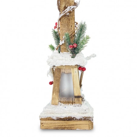 662447 Lanterne de Noël en bois Lanterne enneigée 61cm avec lumière LED chaude