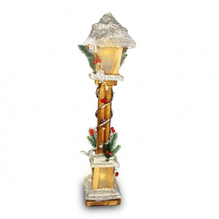 662447 Lanterne de Noël en bois Lanterne enneigée 61cm avec lumière LED chaude