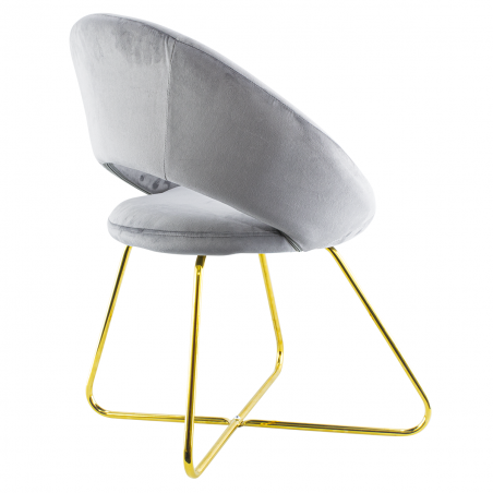 Fauteuil vintage GRETA 66x65x68H cm Chaise effet velours avec pieds dorés