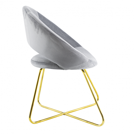 Fauteuil vintage GRETA 66x65x68H cm Chaise effet velours avec pieds dorés