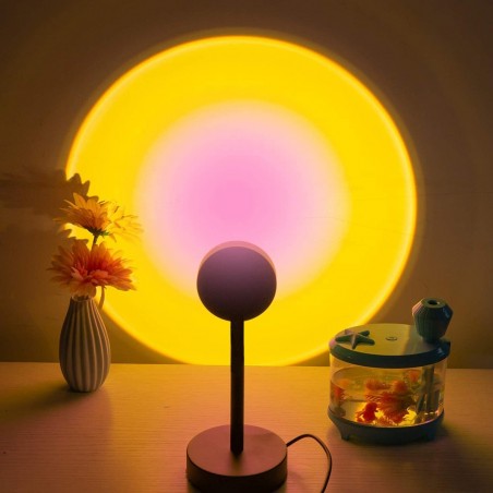 861155 Lampe d'ambiance LED rotative effet coucher de soleil USB