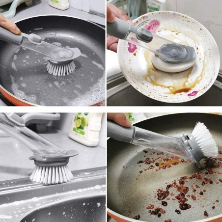 00331 Brosse de lavage avec distributeur de savon éponge pour vaisselle
