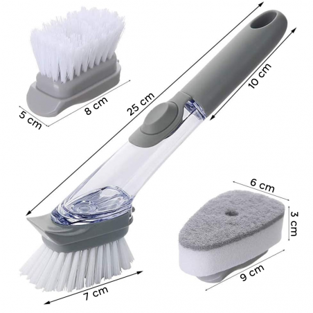00331 Brosse de lavage avec distributeur de savon éponge pour vaisselle