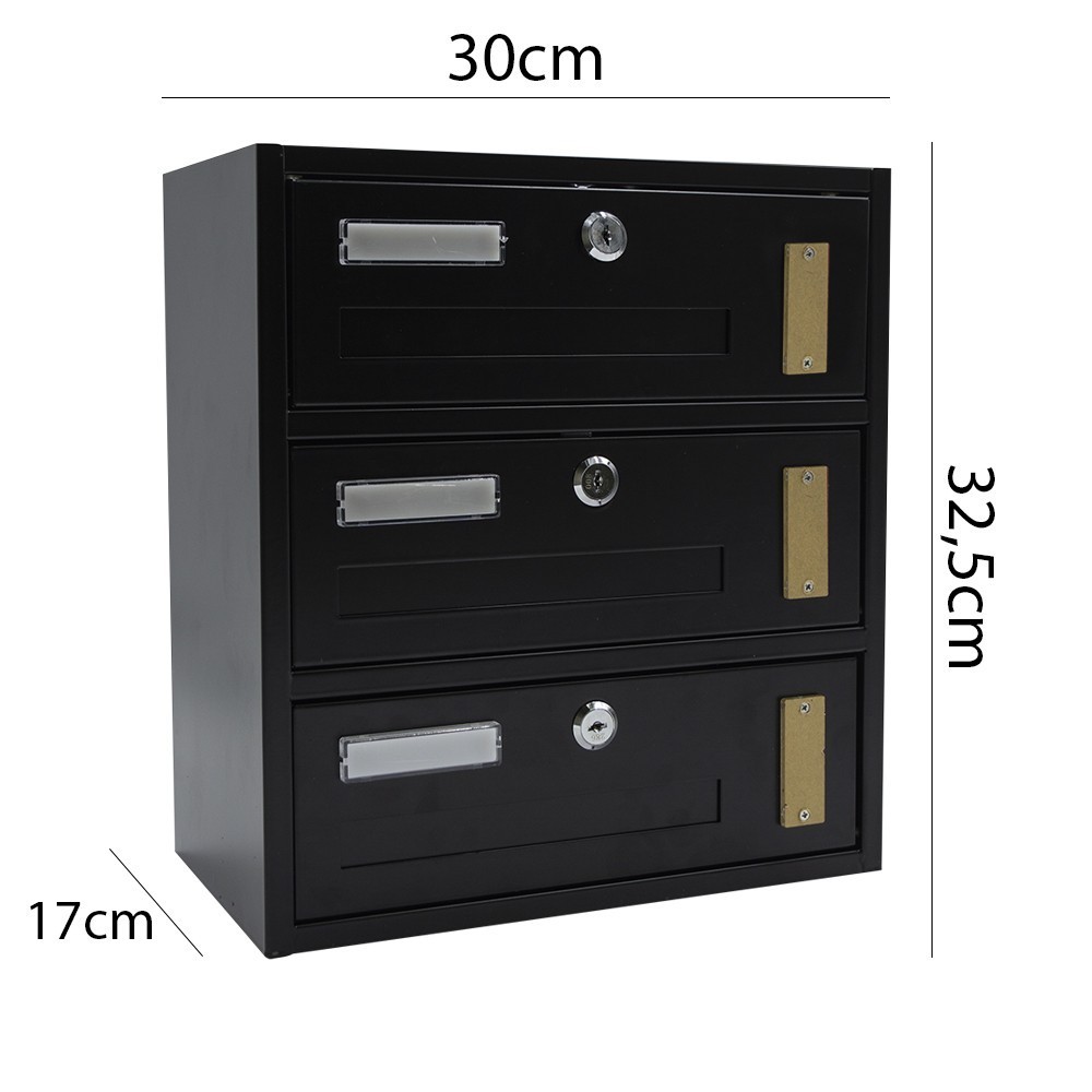 Bloc de 3 boîte aux lettres Iron Black Art MWS1...