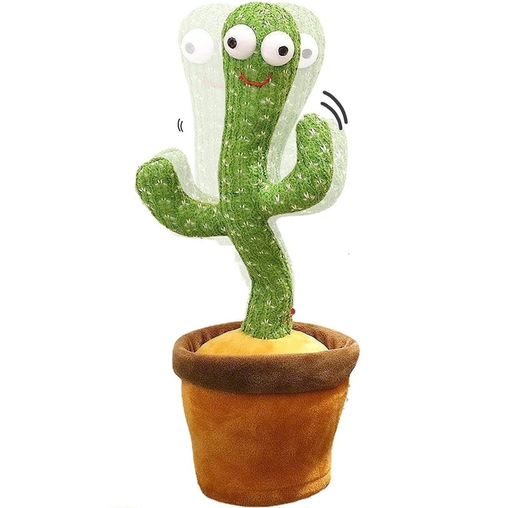 Cactus musical qui répète sons et les voix, parle et danse avec chargement USB