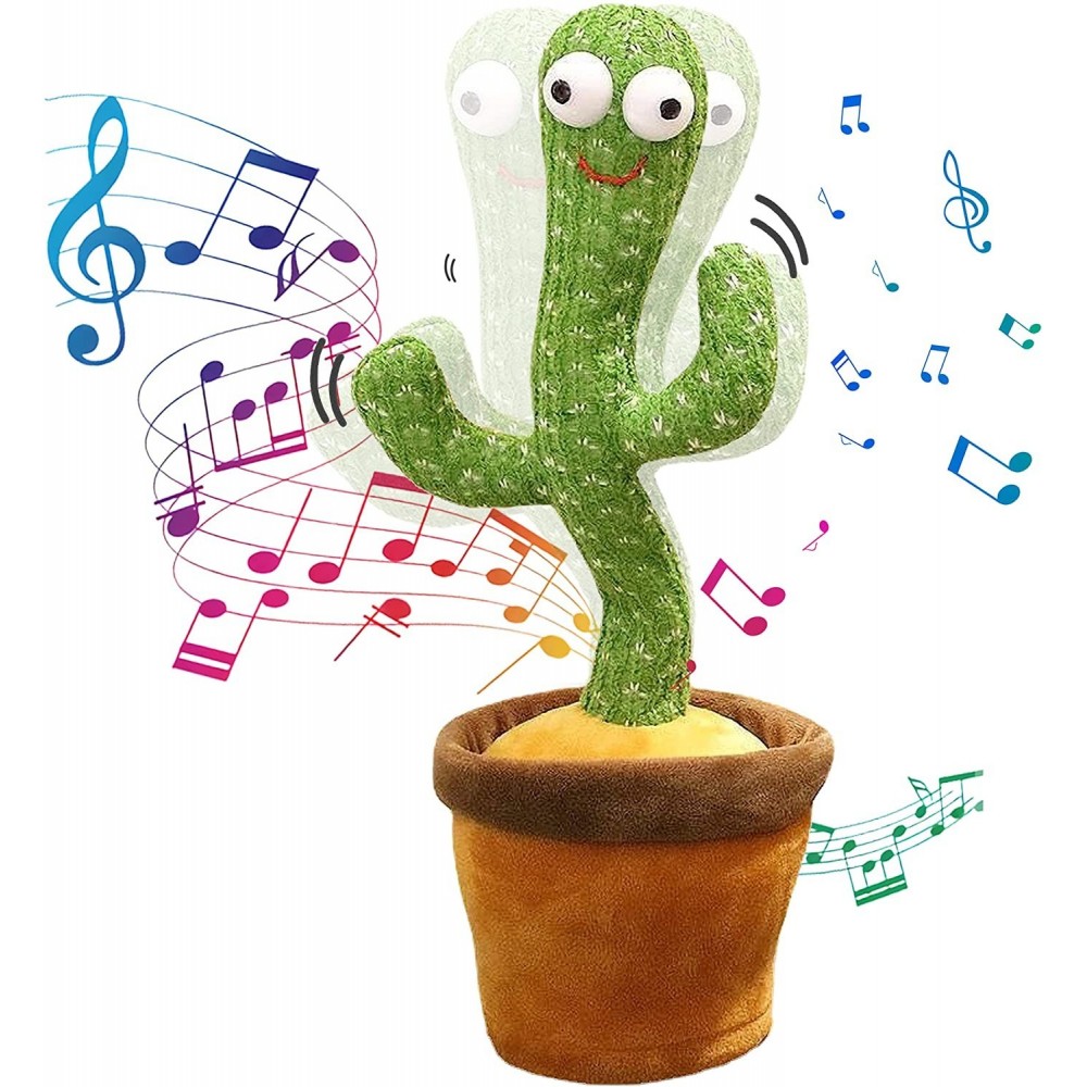 Alimentée par piles Rechargeable par USB Décoration de tableau de bord Jouet pour enfants WHIO Boîte à musique dansante en forme de cactus qui secoue la tête de la voiture 