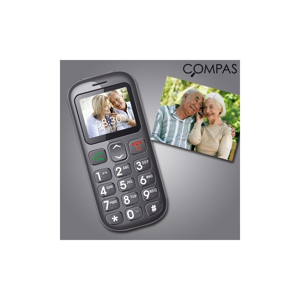 Téléphone portable - GSM pour personnes âgées - Compass E07 dual - bouton SOS radio FM