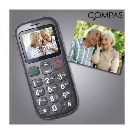Téléphone portable - GSM pour personnes âgées - Compass E07 dual - bouton SOS radio FM