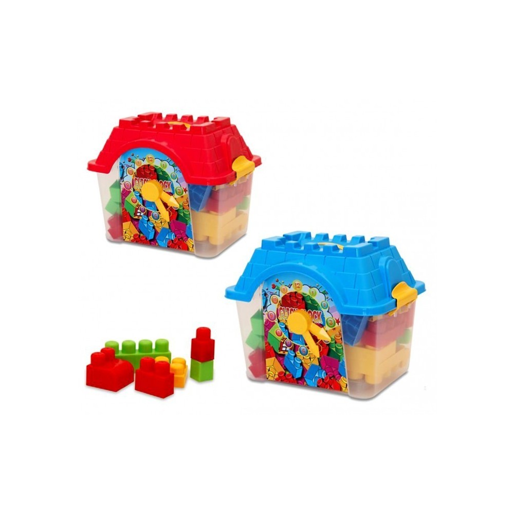 Set de 24 pièces - maxi coffre coloré en forme de maison avec horloge- click clock box - Briques empilables - Lego 114510