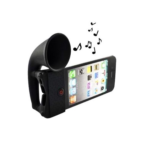 Haut Parleur pour iPhone 3G 3GS 4 4s en silicone noir en forme de corne 