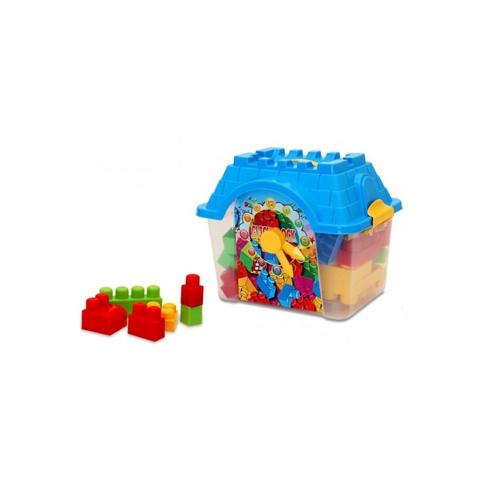 Set de 24 pièces - maxi coffre coloré en forme de maison avec horloge- click clock box - Briques empilables - Lego 114510
