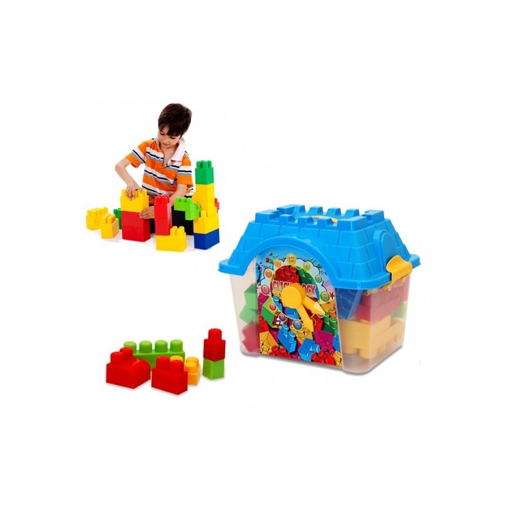 Set de 24 pièces - maxi coffre coloré en forme de maison avec horloge- click clock box - Briques empilables - Lego 114510