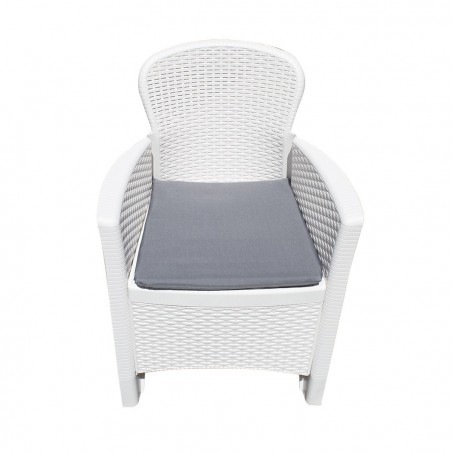Salon intérieur ou extérieur AKITA Polyrattan blanc 2 fauteuils et table basse
