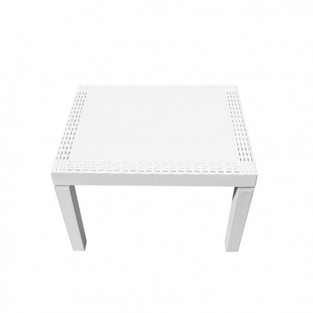 Salon intérieur ou extérieur AKITA Polyrattan blanc 2 fauteuils et table basse