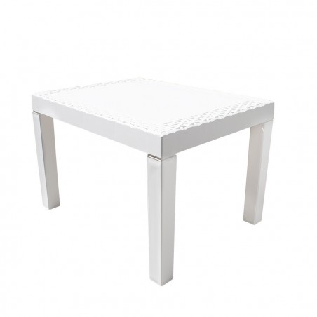 Salon intérieur ou extérieur AKITA Polyrattan blanc 2 fauteuils et table basse
