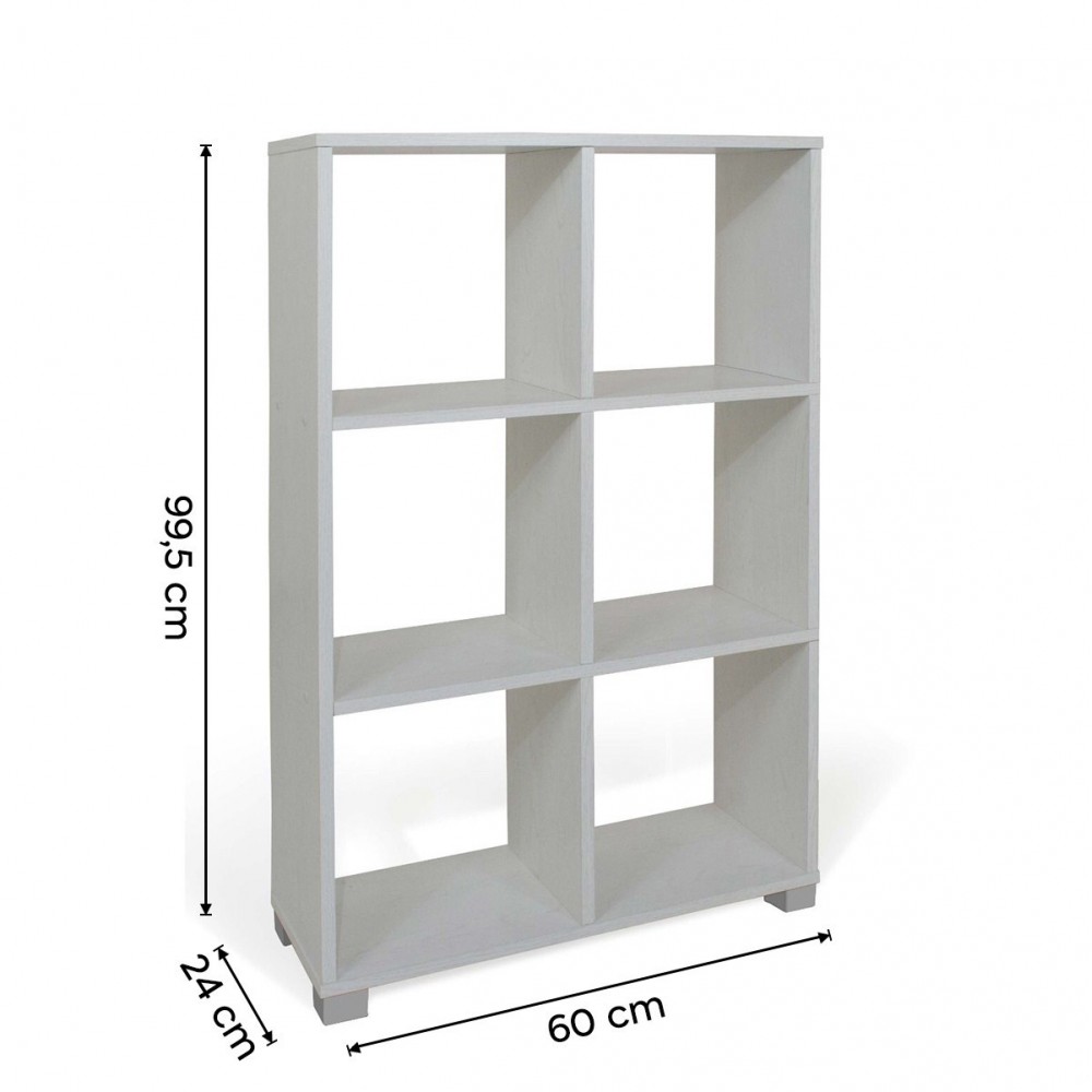 Bibliothèque étagère verticale 6 Cubes Art.108 étagères rangement 60x24x99.5H Cm