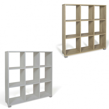 Bibliothèque étagère en bois 9 Cubes Art.109 Stockage 90x24x99,5H Cm