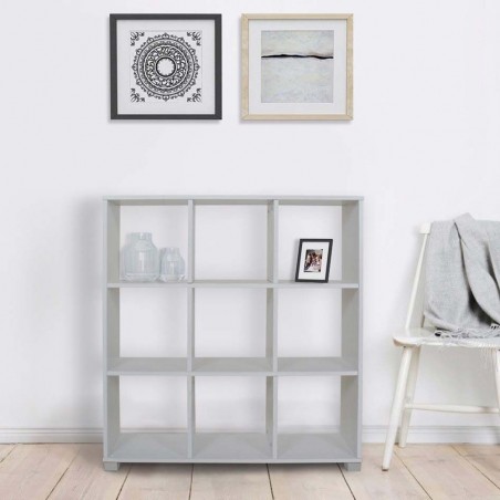 Bibliothèque étagère en bois 9 Cubes Art.109 Stockage 90x24x99,5H Cm