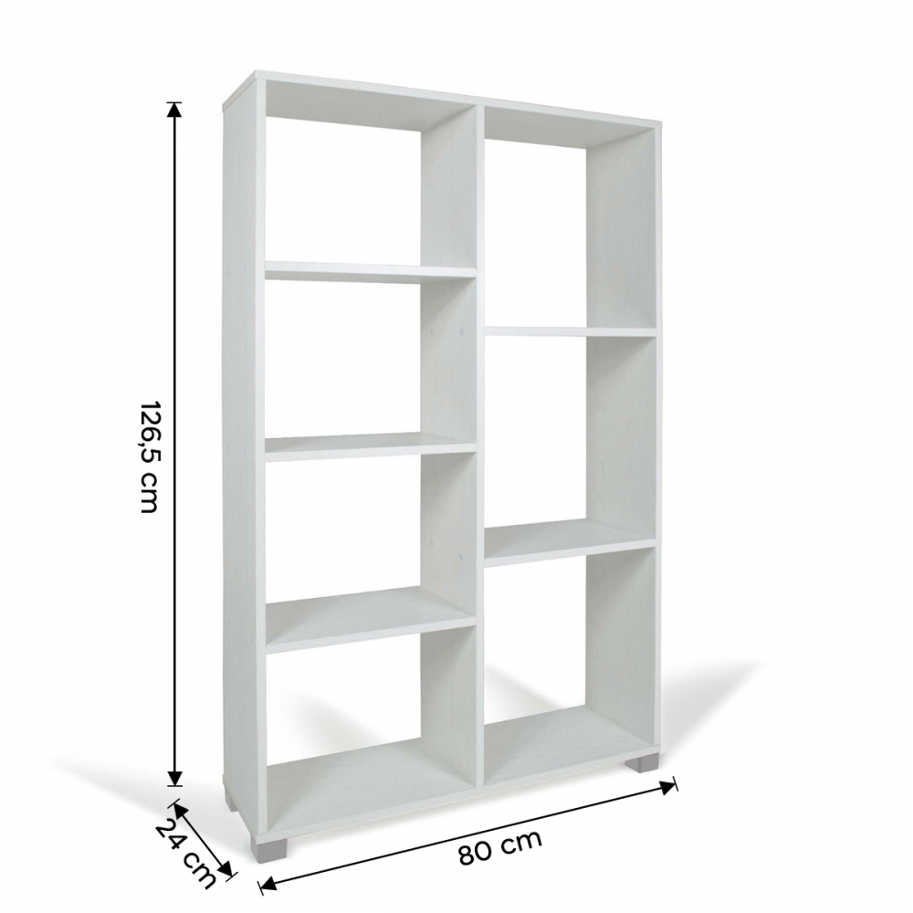 Étagère bibliothèque 7 étagères Art.110 Étagère en bois 80x24x126.5H