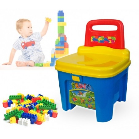 Set de 47 pièces - coffre coloré en forme de chaise en plastique - Briques empilables - Lego 114220  Set de 47 pièces - coffre coloré en forme de chaise en plastique - Briques empilables - Lego 114220
