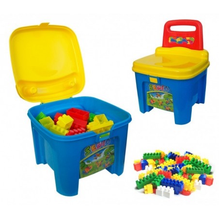 Set de 47 pièces - coffre coloré en forme de chaise en plastique - Briques empilables - Lego 114220  Set de 47 pièces - coffre coloré en forme de chaise en plastique - Briques empilables - Lego 114220