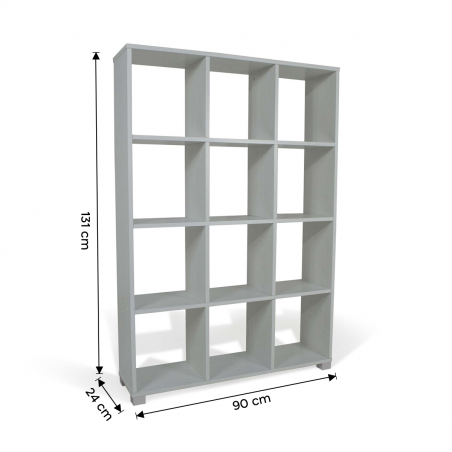 Art.111 Étagère Bibliothèque 12 Étagères de Rangement en Bois 90x24x131Hcm